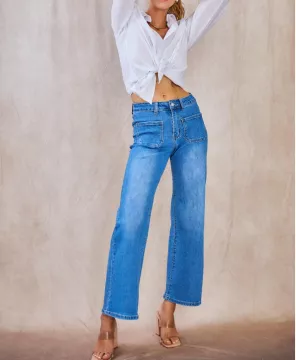 WIDE LEG Jean patte d'éléphant bleu