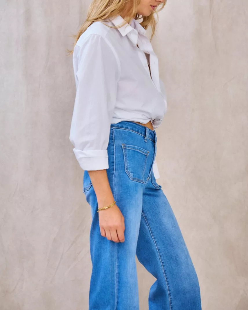 WIDE LEG Jean patte d'éléphant bleu