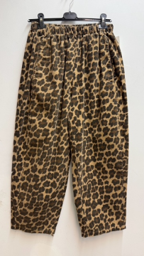 Pantalon velours léopard forme ballon taille élastiquée | Sud Access