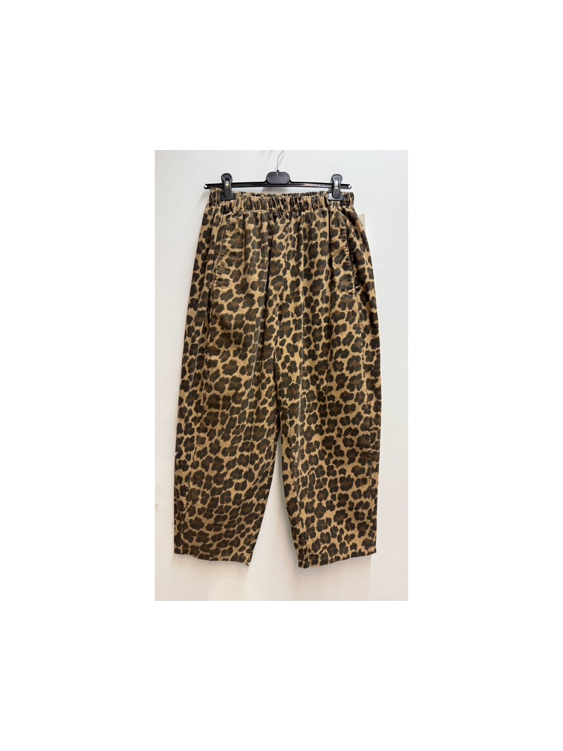 Pantalon velours léopard forme ballon taille élastiquée | Sud Access
