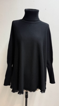 Pull poncho noir Gianni femme | Sud Access Pull poncho noir Gianni femme | Sud Access