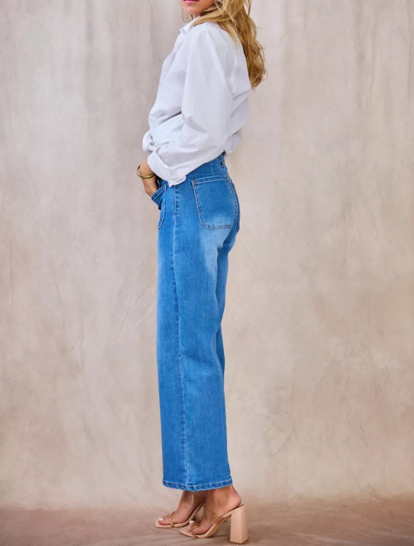 WIDE LEG Jean patte d'éléphant bleu