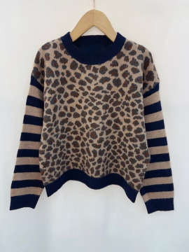 VALENTINO Pull léopard marine VALENTINO Pull léopard marine