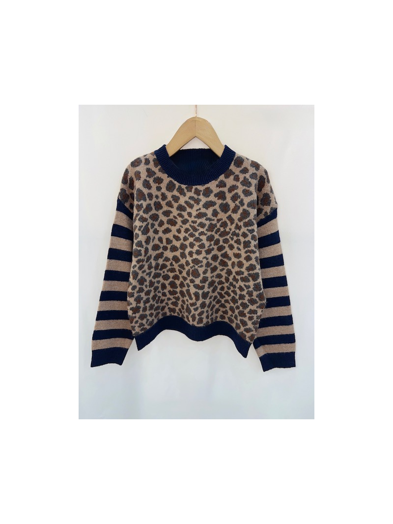 VALENTINO Pull léopard marine VALENTINO Pull léopard marine