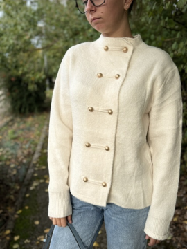Gilet Milena écru femme – Boutons dorés | Sud Access