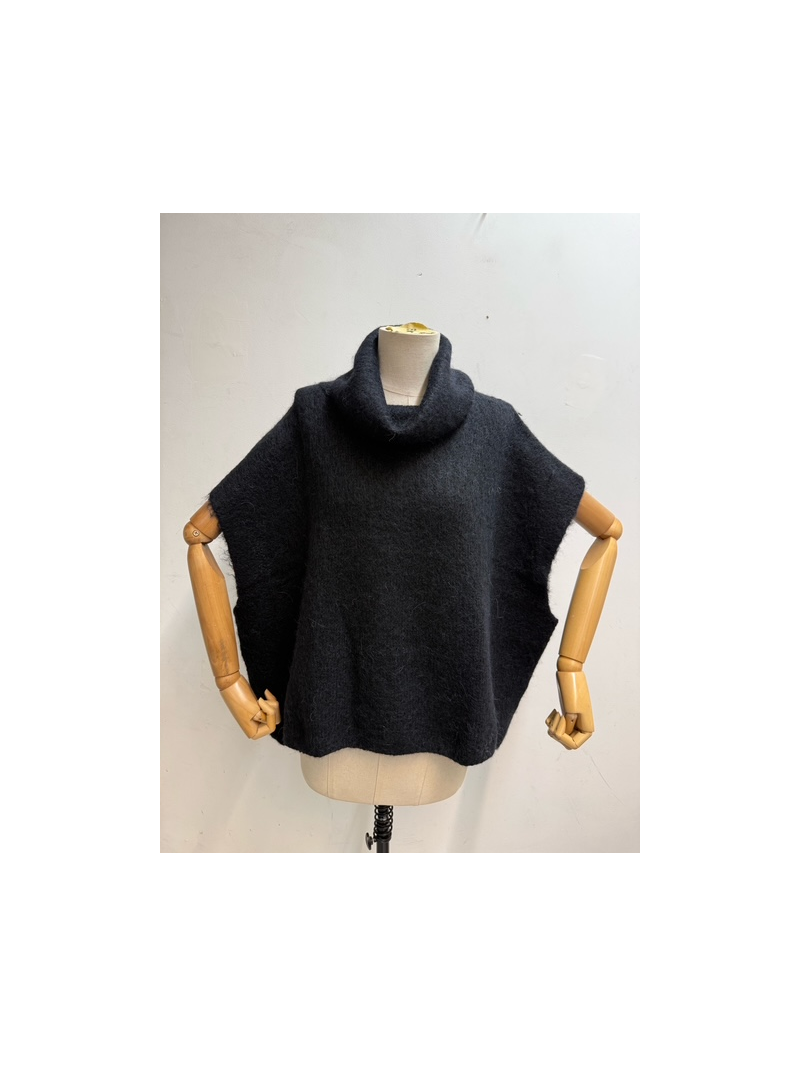 Pull sans manches Maeva noir en kid alpaga | Sud Access Pull sans manches Maeva noir en kid alpaga | Sud Access