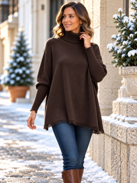 GIANNI Pull poncho chocolat