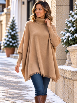 Pull poncho camel Gianni femme | Sud Access