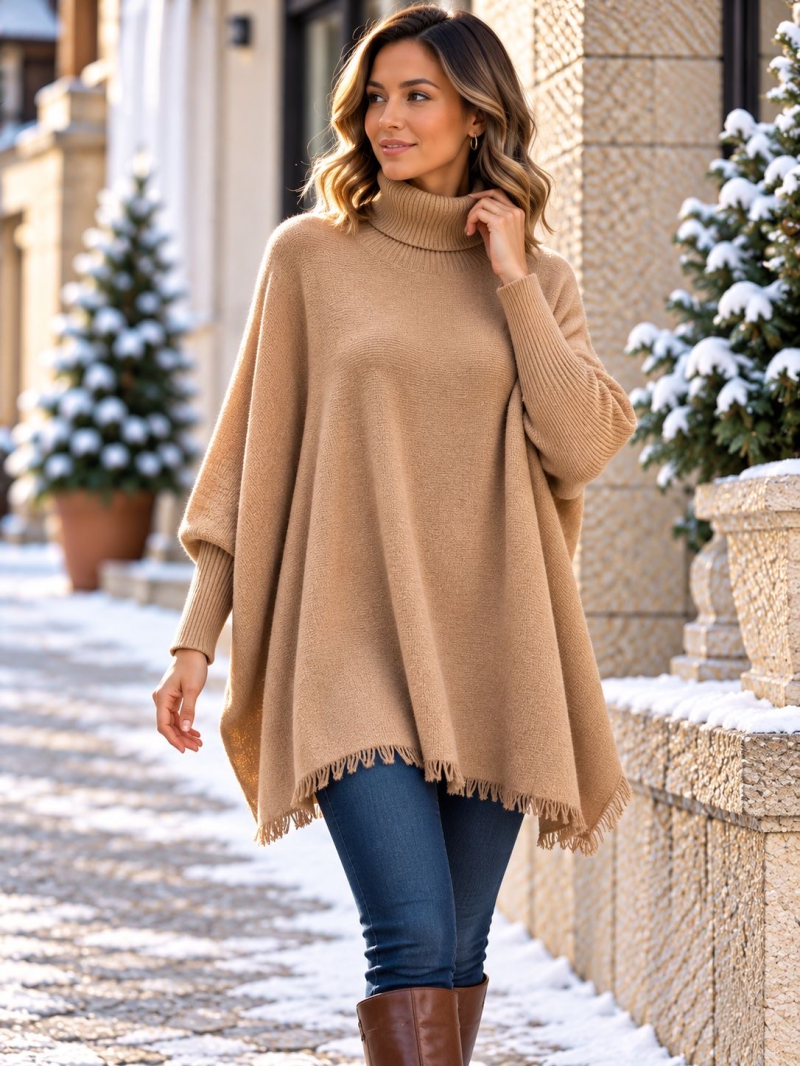 GIANNI Pull poncho camel
