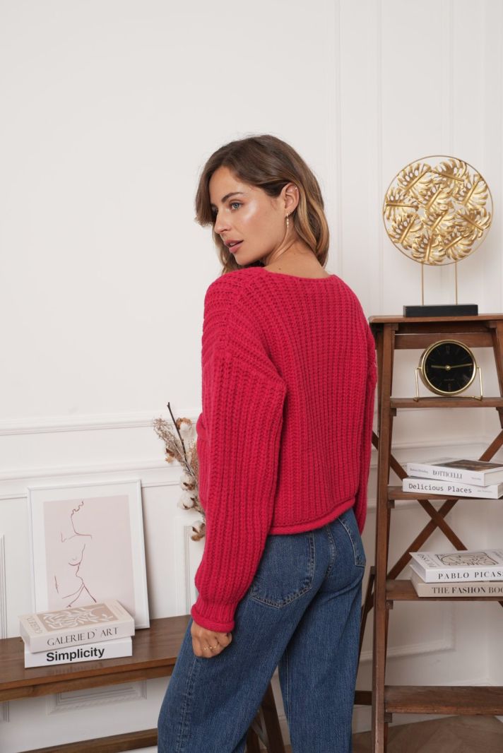 DAN Gilet bouton dorés rouge